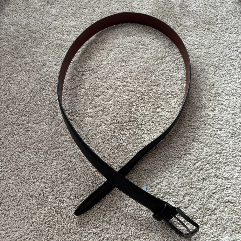Perry Ellis Portfolio Black Bonded Leather Belt Men's Size 40 Full Grain Cowhide